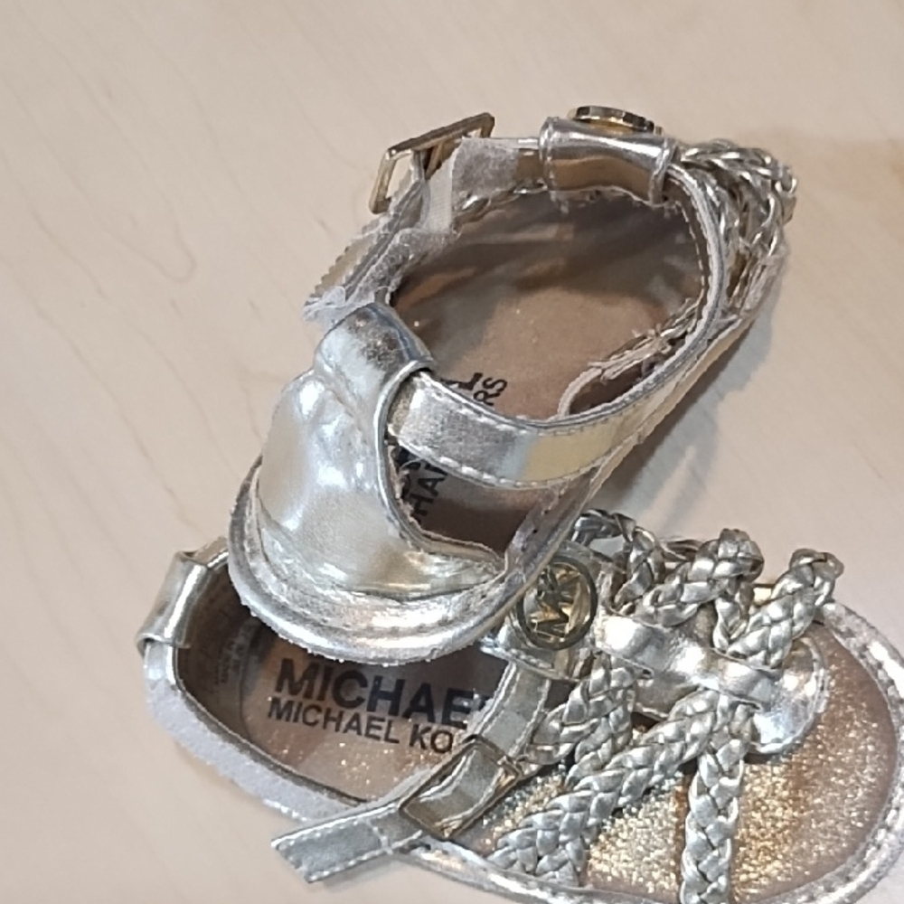 Michael Kors Metallic Silver Kids Sandals VGC And So Cute. Toddler 4. - Picture 3 of 7